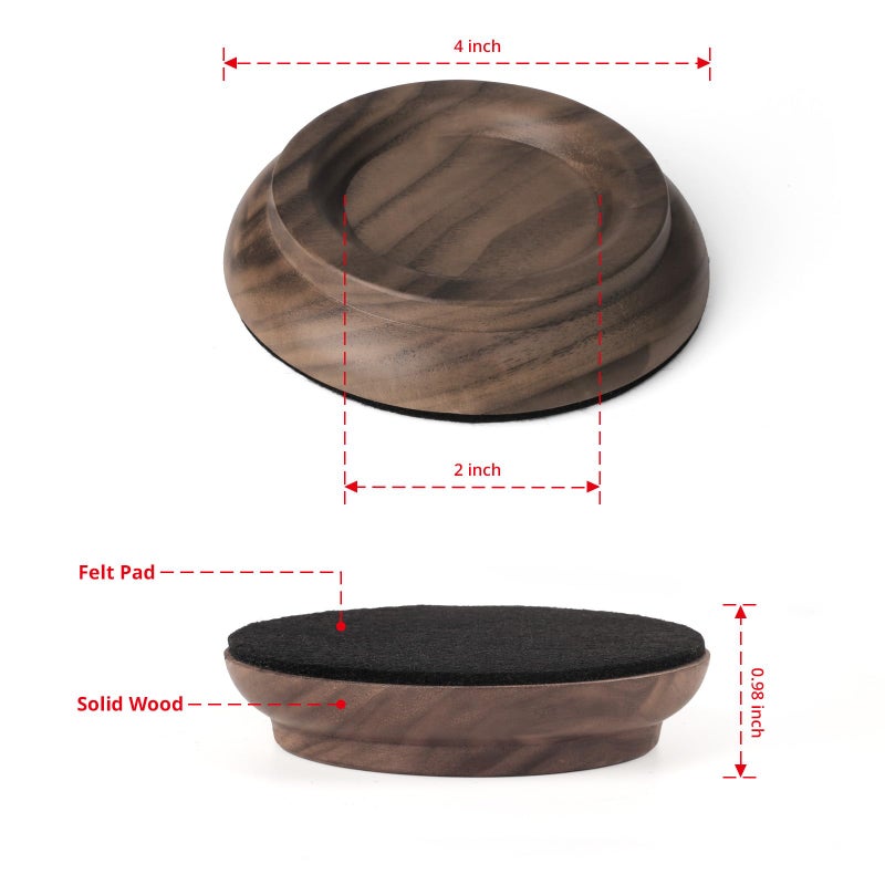 PUNK Upright Piano Caster Cups,Premium Quality Black Walnut Wood Piano Caster Pads, Furniture Leg Pad Set of 4,with Non-Slip Moisture-Proof& Anti-Noise Felt Pads for Hardwood Floor Protectors(Black Walnut) - Image 3